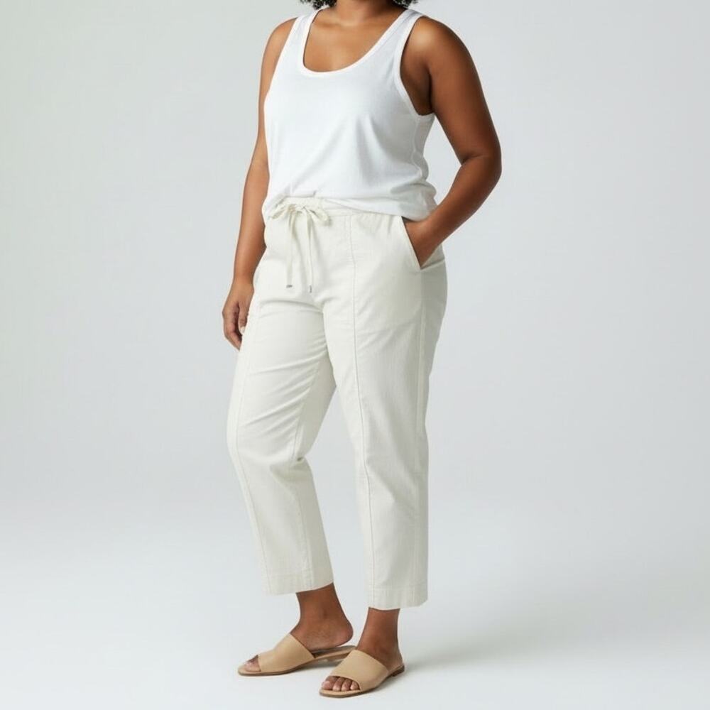 Zara High-Waisted Balloon Trousers NWT Womens Sz XXL Oyster White Cotton Linen